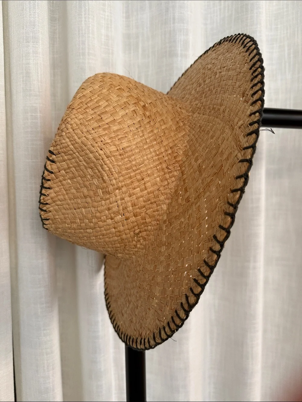 Wyeth by Todd Magill Natural Straw Wide-Brim Hat with Black Stitching